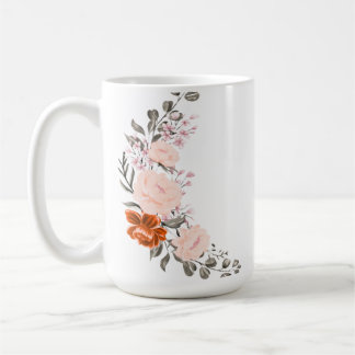 Taza De Café Elegante ramo floral de acuarela y botánica 