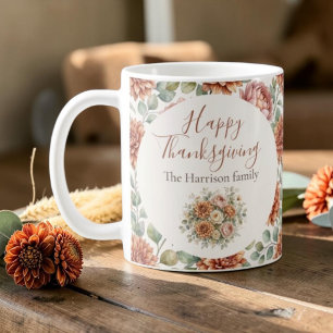 Taza De Café Elegante ramo floral de otoño Feliz Día de Acción 