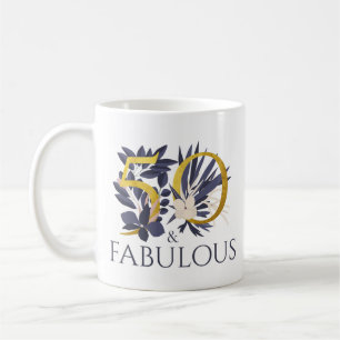 Taza De Café Elegante regalo de cumpleaños 50 y fabuloso oro az