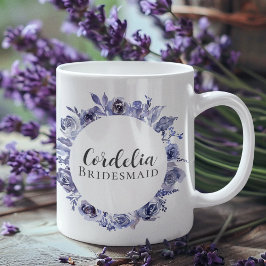 Taza De Café Elegante regalo de dama de honor con flores morada