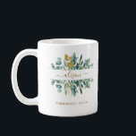 Taza De Café Elegante regalo para la dama de honor Eucalyptus B<br><div class="desc">Elegante guión personalizado nombre oro eucalipto tazón de café de dos tonos.</div>