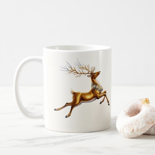 Taza De Café Elegante reno de copo de nieve Moose alegres navid (Con donut)