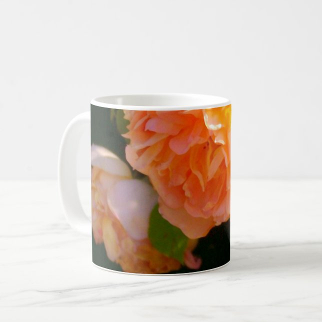 Taza De Café Elegante romántico Rosas de Peach amarillo naranja (Anverso izquierdo)