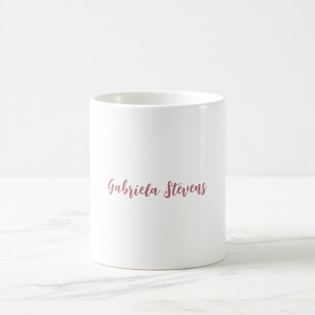 Taza De Café Elegante Rosa caligrafía de oro Nombre blanco (Centro)