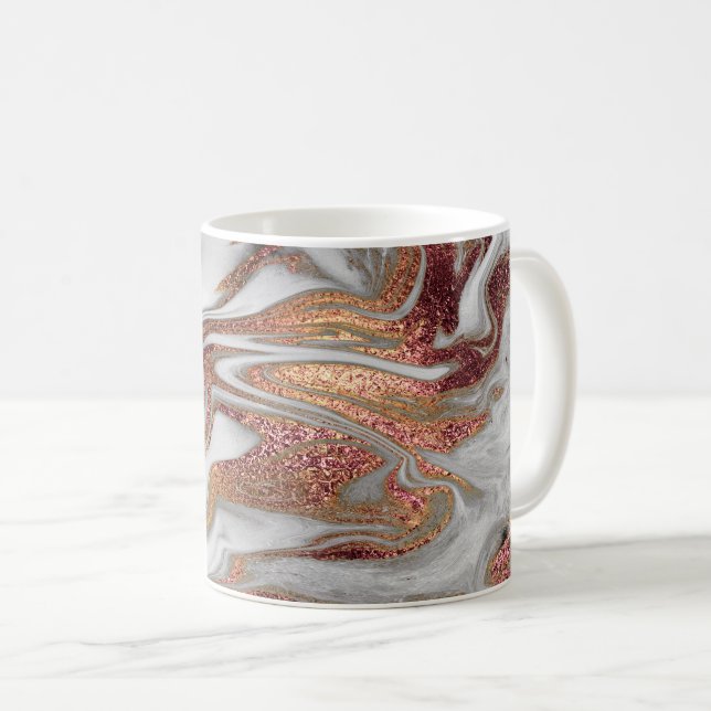 Taza De Café Elegante rosa de cobre moderno oro y mármol blanco (Anverso derecho)