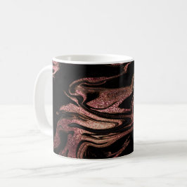 Taza De Café Elegante rosa de cobre moderno oro y mármol negro