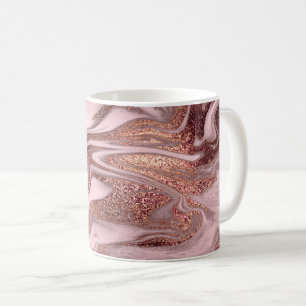 Taza De Café Elegante rosa de cobre moderno oro y mármol rosa
