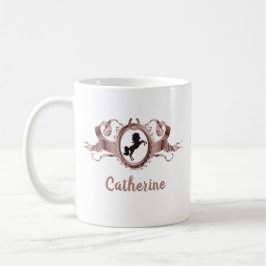 Taza De Café Elegante Rosa de nombre de Escudo de la cinta de c