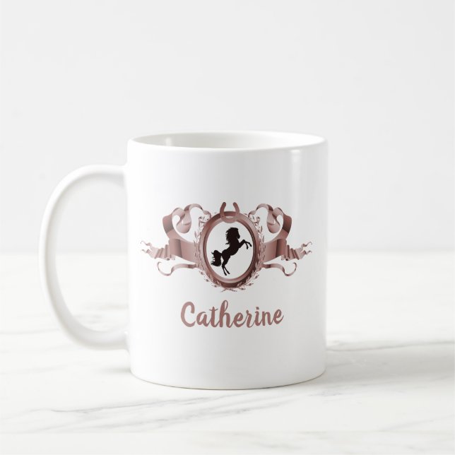 Taza De Café Elegante Rosa de nombre de Escudo de la cinta de c (Izquierda)