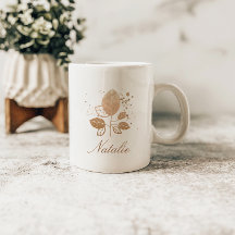 Elegante Rosa Oro Floral Nombre Personalizado