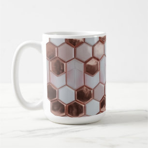 Taza De Café Elegante Rosa Oro Geométrico Clásico Mug 15 oz