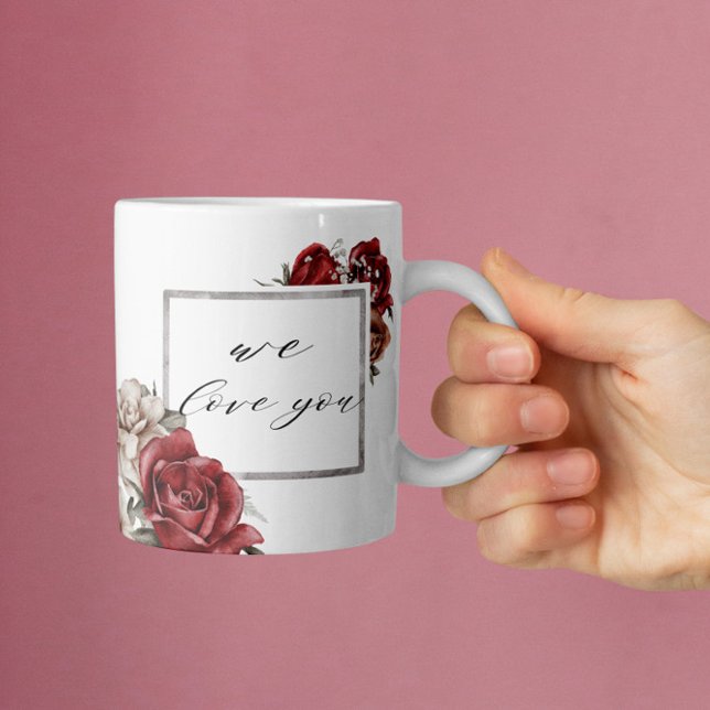 Taza De Café Elegante Roses Rojos Rústicos Felices Día de la Ma (Subido por el creador)