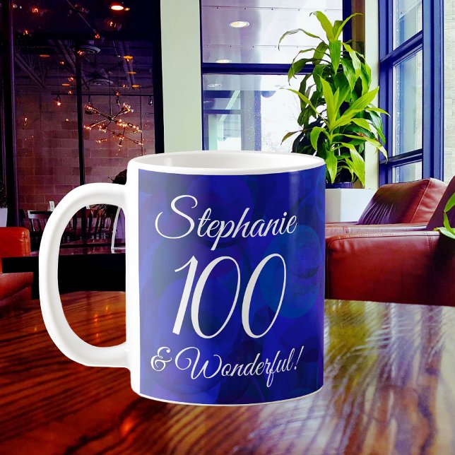 Taza De Café Elegante Royal Blue 100 y Maravilloso cumpleaños (Subido por el creador)