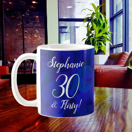 Taza De Café Elegante Royal Blue 30 y Cumpleaños de los Flirty