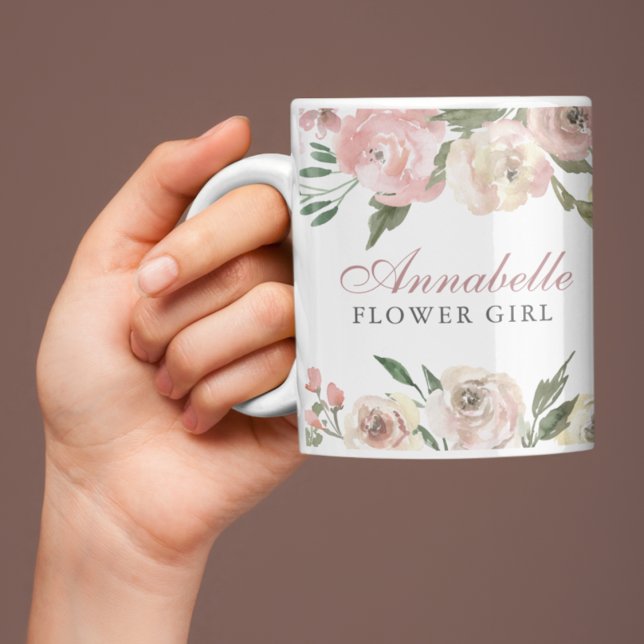 Taza De Café Elegante Rubor Pink Floral Personalizada Flower Gi (Subido por el creador)