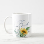 Taza De Café Elegante Rústica Novia Sunflower Eucalyptus Floral<br><div class="desc">Elegante Rústica Novia Girasol Eucalyptus Boda Café Mug Cada fiesta nupcial necesita café! Trata tu tribu a esta elegante y rústica jarra de girasol y hazla sentir especial. Obra de arte/gráficos de ReachDreams.etsy.com</div>