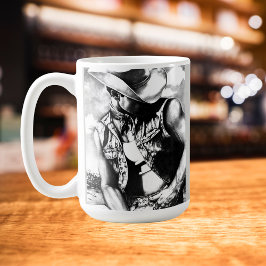Taza De Café Elegante, rústico chico negro y blanco