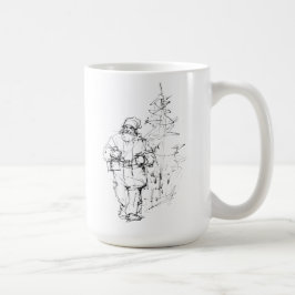 Taza De Café Elegante Santa Claus con regalos cerca del árbol d