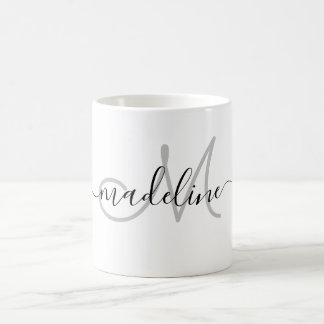 Taza De Café Elegante Script Monogramado Nombre moderno