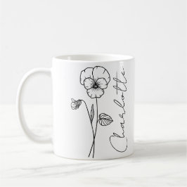 Taza De Café Elegante Script Nombre Febrero Nacimiento Flor Vio