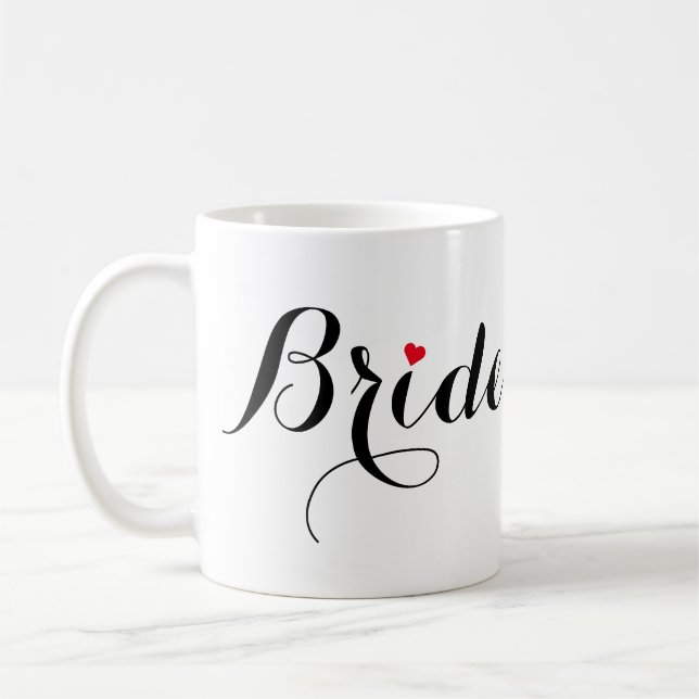Taza De Café Elegante Script Novia Despedida de Soltera Boda Fi (Izquierda)