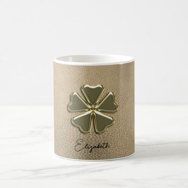 Taza De Café Elegante Shamrock Patrick's Day Leather (Centro)