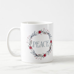 Taza De Café Elegante Silver Red Wreath Peace