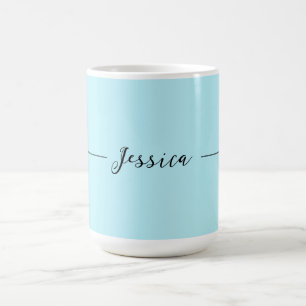 Taza De Café Elegante Simple Profesional Nombre Moderno Azul