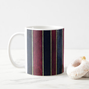 Taza De Café Elegante Stripe Gold Burgundy Black Mug