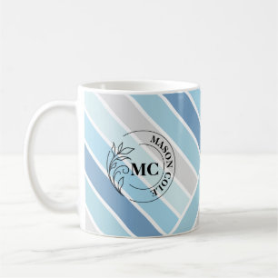 Taza De Café Elegante sus y sus panecillos con bandas monográfi
