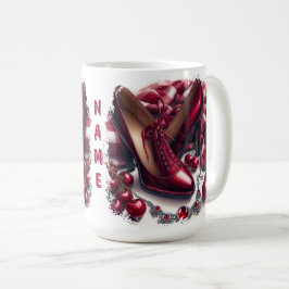 Taza De Café Elegante tacones rojos altos con cereza