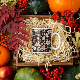 Taza De Café Elegante tazón de acuarela floral de otoño