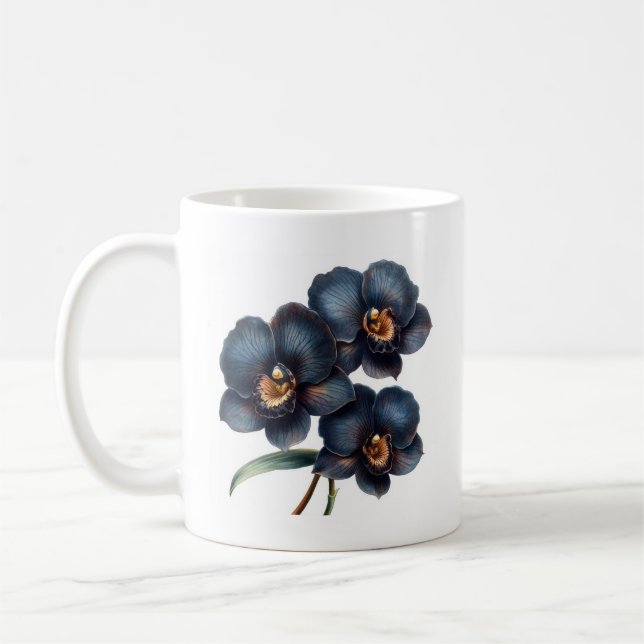 Taza De Café Elegante tazón de café de orquídea negra clásico (Izquierda)