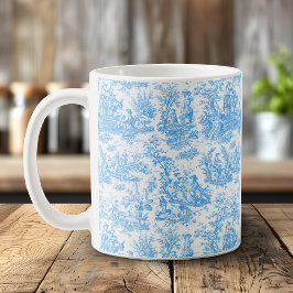 Taza De Café Elegante tela azul de jouy