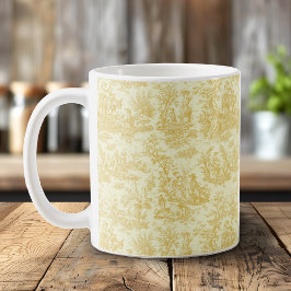 Taza De Café Elegante tela de jouy amarilla