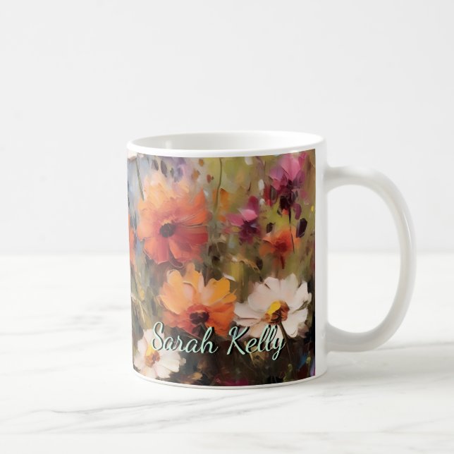 Taza De Café elegante tema floral moderno Mug (Derecha)