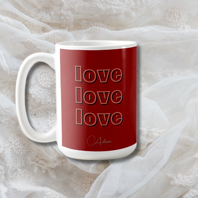 Taza De Café Elegante Terracota Limpiar 3 x Amor | Terciopelo r (Subido por el creador)