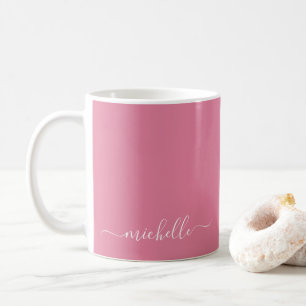 Taza De Café Elegante Texto Personalizado Nombre Color Rosa Rub
