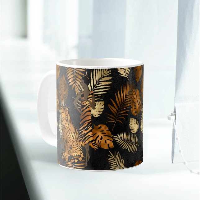 Taza De Café Elegante tigre gráfico negro de cobre (Subido por el creador)