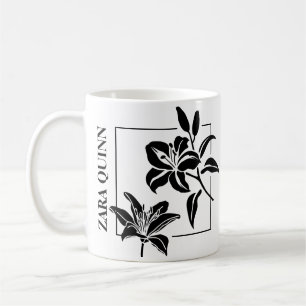 Taza De Café Elegante tigre Lily Silhouette Mug - Personalizado