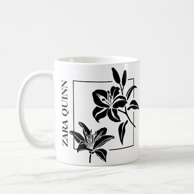 Taza De Café Elegante tigre Lily Silhouette Mug - Personalizado (Izquierda)
