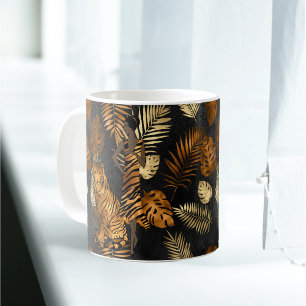 Taza De Café Elegante tigre negro de cobre