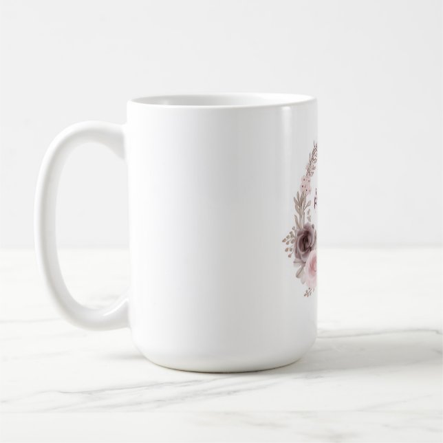 Taza De Café Elegante tipografía floral Clásico Mug & Sticcker (Izquierda)