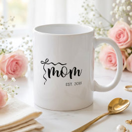 Taza De Café Elegante Tira Negra y Blanca Establecida Mamá