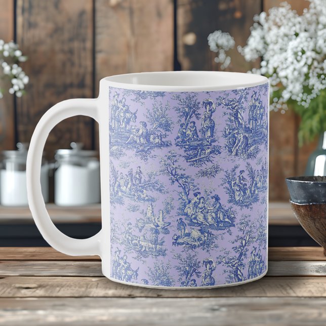 Taza De Café Elegante toile azul violeta de jouy (Subido por el creador)