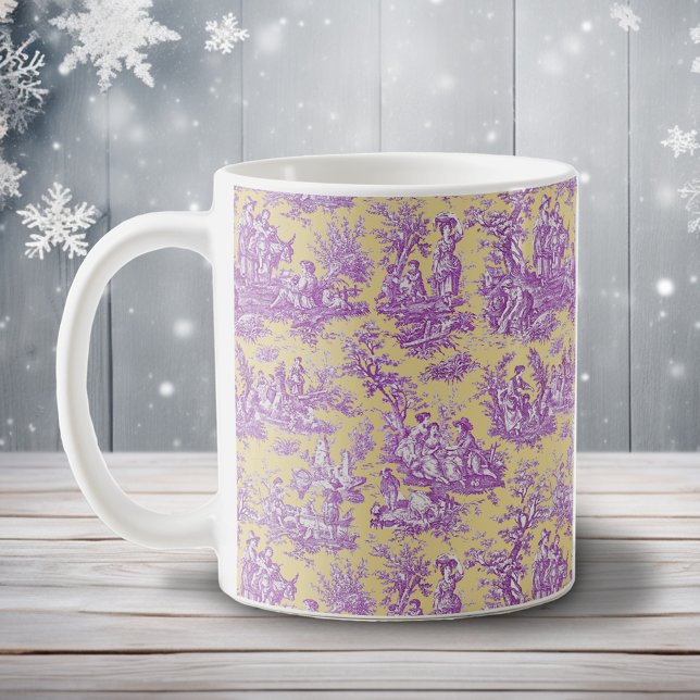 Taza De Café Elegante toile de jouy amarillo violeta (Subido por el creador)