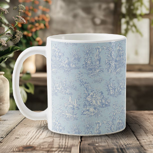 Taza De Café Elegante Toile De Jouy Azul Gris Vintage