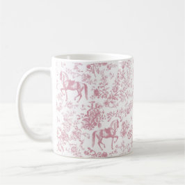 Taza De Café Elegante Toile Floral Ecuestre Rosa 