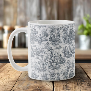 Taza De Café Elegante toile negro vintage de jouy