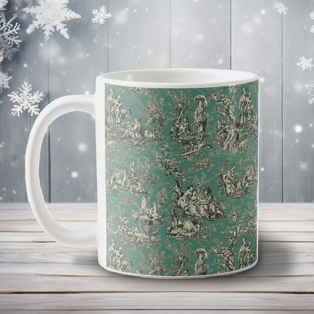 Taza De Café Elegante toile verde azulado de jouy (Subido por el creador)